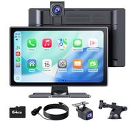 Pantalla CarPlay Para Coche 9" IPS HD Táctil Inalámbrica,compatible con Apple CarPlay y Android Auto,SuperLink/AirPlay, Dashcam 4K, Cámara Trasera 1080P,Audio Bluetooth,GPS,Siri