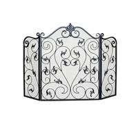 Pantalla Chimenea 3 Paneles Hierro Forjado, Protector Chispas Vintage | Paravento Autoportante a Tre Pannelli con Cerniere, Ripiegabile Piatto per una Conservazione Semplice(Black,131cm/51)