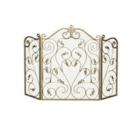 Pantalla Chimenea 3 Paneles Hierro Forjado, Protector Chispas Vintage | Paravento Autoportante a Tre Pannelli con Cerniere, Ripiegabile Piatto per una Conservazione Semplice(Gold,121cm/48in)