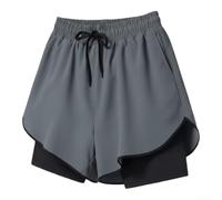 Pantaloncini 2 in 1 traspiranti da uomo, progettati per basket e corsa, con tessuto leggero e strato interno senza cuciture per ridurre le irritazioni (M, grigio scuro)