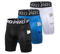 Pantaloncini a Compressione da Uomo Confezione da 3 o 1 Pezzo Intimo Sportivo Anti-Sfregamento Strato Base Pantaloncini ad Asciugatura Rapida con Tasche per Telefono Collant da Ciclismo per