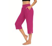Pantaloncini a gamba larga da donna, pantaloni harem da donna, gialli, leggings morbidi per collant con piedi floreali, pantaloni da sera, pantaloni a gamba larga UK per Petite XL Petite Yoga, Rosa