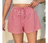 Pantaloncini a quadri rossi e bianchi con vita elastica, taglia curvy, per San Valentino 0XL,1XL,2XL,3XL,4XL,5XLVichyTessuto intrecciato