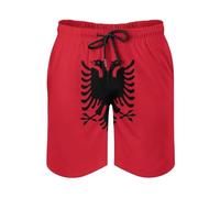 Pantaloncini Albania Flag Pattern Pantaloncini da Bagno Regolabile Costume Uomo Mare Moda Calzoncini da Bagno per Vacanze Estive Spiaggia Piscina L