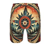 Pantaloncini American Native Geometry Feather Vintage Pantaloncino Vintage Pantaloncini da Bagno Regolabile Costume Uomo Mare per Campeggio All'Aperto Piscina 3XL