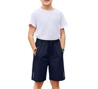 Pantaloncini atletici da ragazzo, pantaloncini da ginnastica per ragazzi, pantaloni sportivi per la scuola con coulisse e cerniera, tasche, estate, vita elastica, pantaloni casual, vestibilità comoda