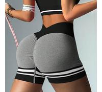 Pantaloncini attivi a righe ad alta elasticità per donne, lavorazione senza cuciture, vita alta con controllo addome e fianchi scolpiti, tessuto morbido, effetto snellente, casual versatile, può esser