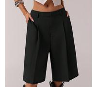 Pantaloncini Bermuda Neri Taglia Forte in Tessuto Tessuto con Tasche Comodi Culottes Estivi Smart Casual Business Casual Tradizionali Ufficio Pendolarismo Piccola 4XL,Piccola 3XL,Piccola 2XL,Piccola 1