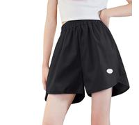 Pantaloncini Bimba,Trendy And Fashionable Loose Fitting Wide Leg Thin Casual Five Point Shorts for Girls. Ice Sports Shorts. Felpa Ragazza 14 Anni (Black, 7-8 Years).
