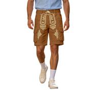 Pantaloncini cargo casual da uomo con gamba dritta, taglio comodo, cinque tasche, stampa sobria, ideali per tutti i giorni, tempo libero, abbinabili con camicie, adatti per tutte le stagioni, facili