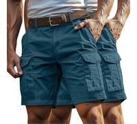 Pantaloncini cargo casual da uomo con tasche, confezione da 2 pezzi, pantaloncini corti da combattimento nel Regno Unito, pantaloni corti classici da lavoro, pantaloni sportivi casual, pantaloni