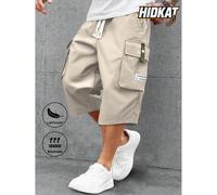 Pantaloncini cargo casual leggeri da uomo, con vita con cordoncino e tasche grandi, toppe con lettera, pantaloni sportivi casual alla moda adatti per uso quotidiano e attività all'aperto in estate L,M