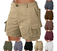 Pantaloncini cargo da donna, estivi, casual, con tasche multiple, bermuda in tessuto, estivi, pantaloni cargo corti, da trekking, per attività all'aperto, spiaggia, per il tempo libero, Aaa-khaki19, S