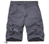 Pantaloncini cargo da lavoro in cotone da uomo, grigi con tasche multiple, vestibilità comoda di media lunghezza, vita 91,9 cm