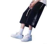 Pantaloncini cargo da uomo a 3/4 con tasche e elastico in vita, pantaloni per lavoro ed escursionismo, estivi, bianco, grigio, nero, M-3XL (nero, M)