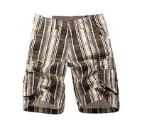 Pantaloncini cargo da uomo a quadri, pantaloncini da salotto da uomo, con chiusura a bottone, con tasche multiple, vestibilità regolare, casual, gambe dritte, tuta da combattimento scozzese, pantaloni