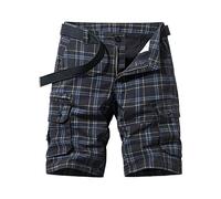 Pantaloncini cargo da uomo a quadri Pantaloncini da uomo in stile college Chino Trunks con tasche multiple Abbigliamento da lavoro Vestibilità regolare Pantaloni corti leggeri e comodi tuta da