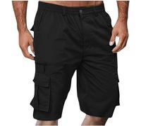Pantaloncini cargo da uomo, con tasche multiple, elasticizzati, corti, dritti, leggeri, a tinta unita, vestibilità larga, estivi, oversize, per allenamento, arrampicata, M-4XL, Nero , 4XL