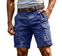 Pantaloncini cargo da uomo, elasticizzati, vestibilità rilassata, tasche multiple, D14 Sky Blue, S