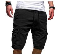 Pantaloncini cargo da uomo estivi bermuda pantaloni corti con tasche, pantaloni cargo larghi, camouflage chino, pantaloncini da lavoro, sportivi da corsa, streetwear, Nero , XXXXXL