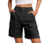 Pantaloncini cargo da uomo estivi con design a tasca per un trasporto rilassato nella vita di tutti i giorni, adatti per attività estive, pantaloncini da uomo corti con tasche, Nero , 4XL