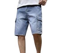 Pantaloncini cargo da uomo in cotone Hip Hop Denim pantaloncini baggy bermuda vintage jeans da danza da strada pantaloni skateboard pantaloni cargo pantaloncini da moto sciolti da lavoro jeans
