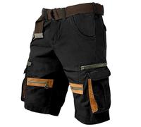 Pantaloncini cargo da uomo, leggeri, per escursionismo, camminata, lavoro, arrampicata, pantaloni capris con tasche multiple da uomo estivi da lavoro cargo da lavoro, Nero , XXL