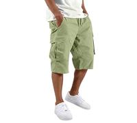 Pantaloncini cargo da uomo, lunghezza 3/4, pantaloncini da lavoro da combattimento, comodi con elastico in vita, estivi, casual, multitasche, traspiranti, lunghezza al ginocchio, pantaloni corti per