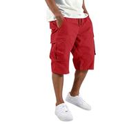 Pantaloncini cargo da uomo, lunghezza 3/4, pantaloncini da lavoro da combattimento, comodi con elastico in vita, estivi, casual, multitasche, traspiranti, lunghezza al ginocchio, pantaloni corti per