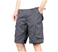 Pantaloncini cargo da uomo, multitasche, casual, da lavoro, pantaloni chino da uomo, vestibilità ampia, classici, estivi, per abbigliamento da lavoro, ufficio, viaggi, vacanze, 01-Grigio, L