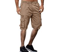 Pantaloncini cargo da uomo Pantaloni da lavoro da combattimento all'aperto Pantaloni da lavoro estivi dritti solidi pantaloni cargo elasticizzati in vita con cerniera Pantaloncini con tasca per mosca