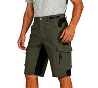 Pantaloncini cargo da uomo per esterni, multi tasca, leggeri, ad asciugatura rapida, in tessuto elasticizzato, chiusura con cerniera, vestibilità comoda, Verde militare, 3XL