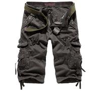 Pantaloncini Cargo da Uomo sotto Il Ginocchio, Tattici da Trekking, Multicolore, Leggeri, Lunghezza 3/4, Casual, Capri, Grigio Scuro, Taglia 38