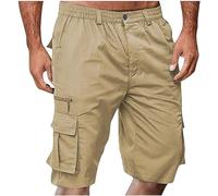 Pantaloncini cargo da uomo Uk Pantaloncini cargo da uomo elasticizzati in vita allentati dritti mezzi pantaloni leggeri da passeggio 5/10 pantaloni classici versatili casual lunghezza al ginocchio