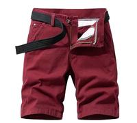 Pantaloncini cargo larghi casual da uomo in cotone con tasche, Rosso, L