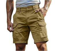 Pantaloncini cargo mimetici slim fit da uomo alla moda casual con tasche per escursioni all'aperto combattimento viaggi passeggiate golf, Giallo, M