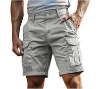 Pantaloncini cargo mimetici slim fit da uomo alla moda casual con tasche per escursioni all'aperto combattimento viaggi passeggiate golf, bianco, S