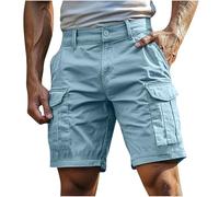 Pantaloncini cargo mimetici slim fit da uomo alla moda casual con tasche per escursioni all'aperto combattimento viaggi passeggiate golf, blu cielo, 4XL