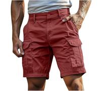Pantaloncini cargo mimetici slim fit da uomo alla moda casual con tasche per escursioni all'aperto combattimento viaggi passeggiate golf, Rosso, S