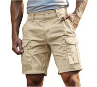 Pantaloncini cargo mimetici slim fit da uomo alla moda casual con tasche per escursioni all'aperto combattimento viaggi passeggiate golf, Beige, S