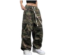 Pantaloncini cargo oversize da donna - Pantaloni da jogging mimetici stile vintage hip-hop da strada alta con tasche, pantaloni militari retrò in fatica per abbigliamento casual da strada, #1, M