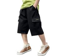 Pantaloncini Cargo per Bambini Ragazzo Elasticizzati Larghi Casual Ragazzi Pantaloni Esterno Oro Felpati Anni