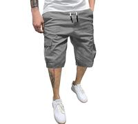 Pantaloncini Cargo Uomo Estivi Bermuda Eleganti Uomo Pantaloni Uomo Estivi Pantaloni Lavoro Uomo Estivi Bermuda Uomo Lunghi Short Uomo Pantaloncini Uomo Taglie Forti (Grigio, S)