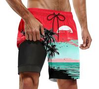 Pantaloncini casual a doppio strato, traspiranti e leggeri, ideali per l'estate e le attività sportive. Due tasche con cerniera e una elastica. Perfetto per la corsa, la palestra, l'escursionismo e il