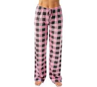 Pantaloncini casual a quadri comodi con tasche e coulisse in cotone satinato, pigiama da donna in cotone spazzolato, vestibilità ampia, per il sonno, indumenti notturni, pantaloni da pigiama in cotone