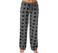 Pantaloncini casual a quadri comodi con tasche e coulisse in raso e cotone, pigiama da donna in cotone spazzolato, pantaloni da notte, pantaloni da pigiama, pantaloni da notte, pantaloni da donna a