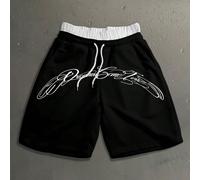 Pantaloncini casual con stampa di slogan in inglese a mano libera e vestibilità morbida, outfit alla moda per appuntamenti e raduni, adatto come regalo per il fidanzato L,M,S,XL,XS,XXLGraficoTessuto i