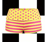 Pantaloncini casual da donna in colore giallo brillante, color block, a righe, a pois, in stile Y2K, adatti per l'autunno, l'inverno, l'estate, le vacanze, gli eventi, le feste e l'uso quotidiano. Pan