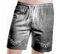 Pantaloncini casual da uomo per l'estate, perfetti per tutti i giorni per rilassarsi, con design stampato con lettere, ideali per festival e gite, grigio., 3XL