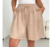 Pantaloncini casual larghi e comodi di base per donna taglie forti, adatti per la primavera e l'estate, vita elastica, stile semplice, uscite, pantaloni ampi, estate europea, aeroporto, stile boho, va